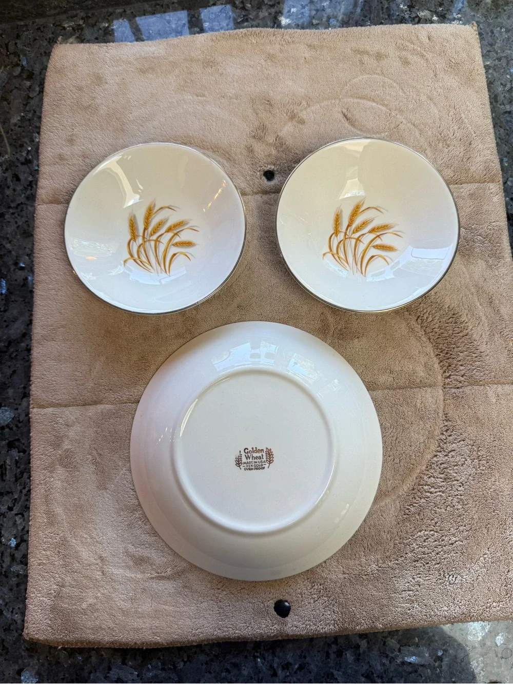 Golden Wheat Plate & Saucers